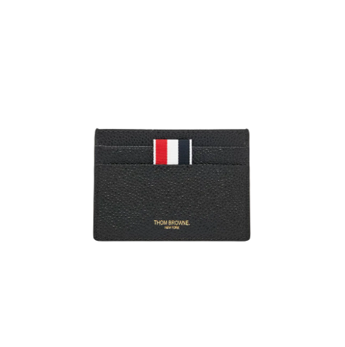 톰브라운 페블 그레인 레더 스트라이프 싱글 카드 홀더 블랙 MAW020L-00198-001